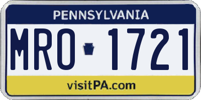 PA license plate MRO1721