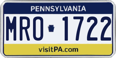 PA license plate MRO1722