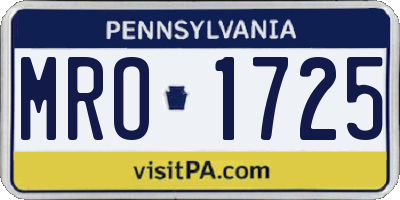 PA license plate MRO1725