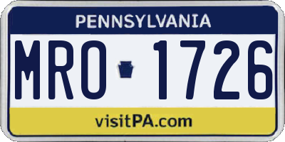 PA license plate MRO1726
