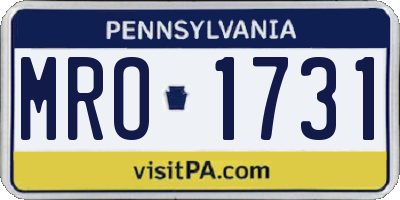 PA license plate MRO1731