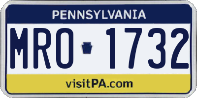 PA license plate MRO1732