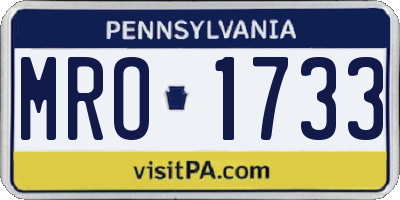 PA license plate MRO1733
