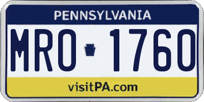 PA license plate MRO1760
