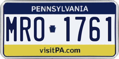 PA license plate MRO1761