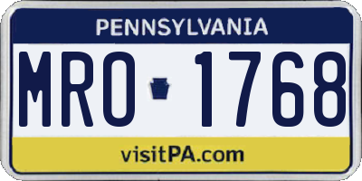 PA license plate MRO1768
