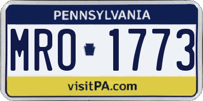 PA license plate MRO1773
