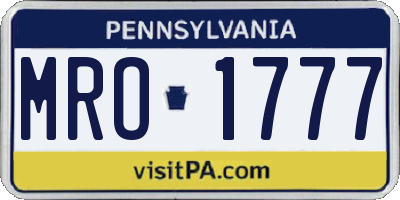 PA license plate MRO1777