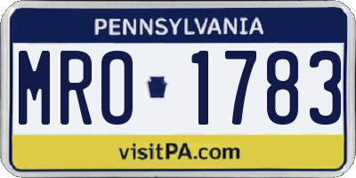 PA license plate MRO1783