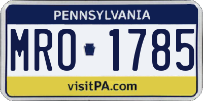 PA license plate MRO1785