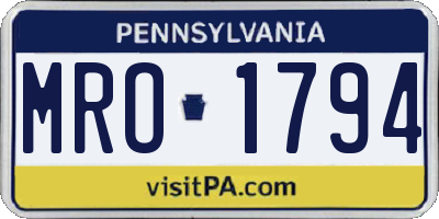 PA license plate MRO1794