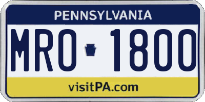 PA license plate MRO1800