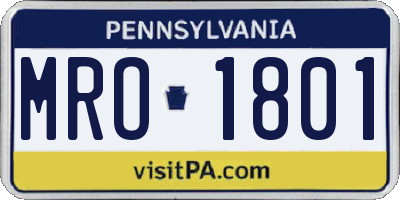 PA license plate MRO1801