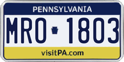 PA license plate MRO1803