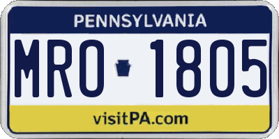 PA license plate MRO1805