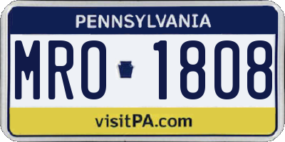 PA license plate MRO1808