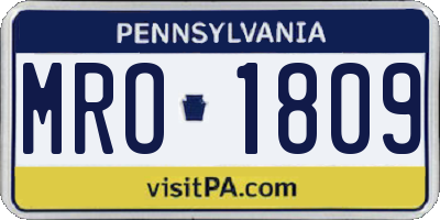 PA license plate MRO1809
