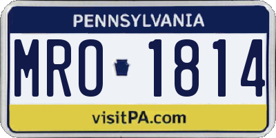 PA license plate MRO1814