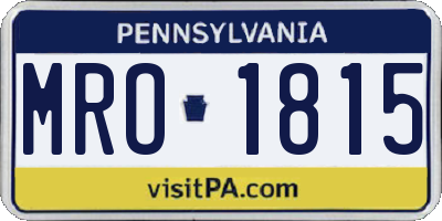 PA license plate MRO1815