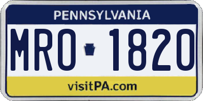 PA license plate MRO1820