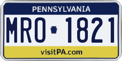 PA license plate MRO1821