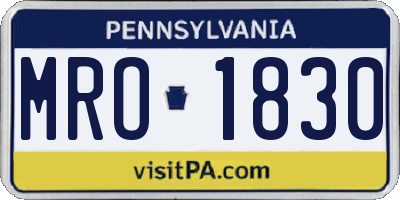 PA license plate MRO1830