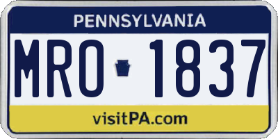 PA license plate MRO1837