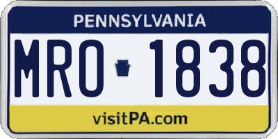 PA license plate MRO1838