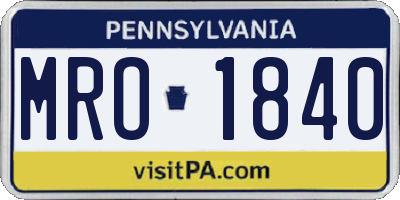 PA license plate MRO1840
