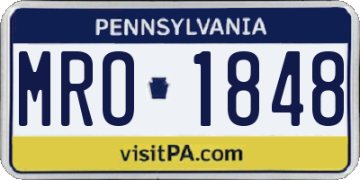 PA license plate MRO1848