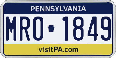 PA license plate MRO1849