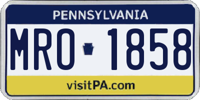 PA license plate MRO1858