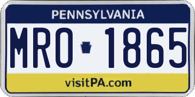 PA license plate MRO1865