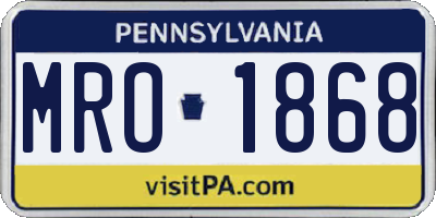 PA license plate MRO1868