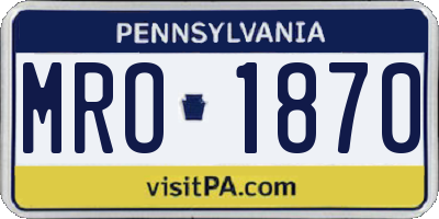 PA license plate MRO1870