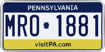 PA license plate MRO1881