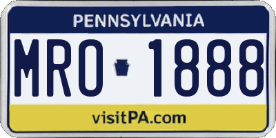 PA license plate MRO1888
