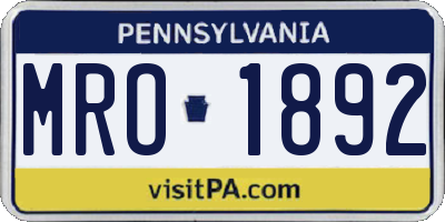 PA license plate MRO1892