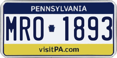 PA license plate MRO1893