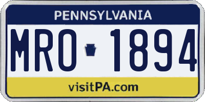 PA license plate MRO1894