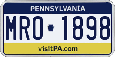 PA license plate MRO1898
