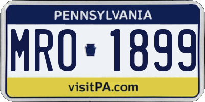 PA license plate MRO1899