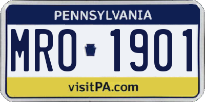PA license plate MRO1901