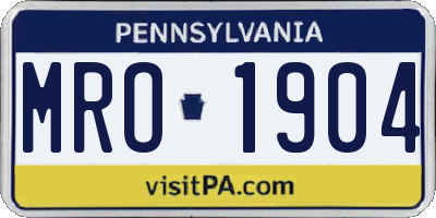 PA license plate MRO1904