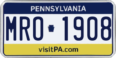 PA license plate MRO1908