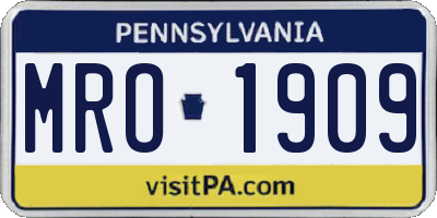 PA license plate MRO1909