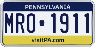 PA license plate MRO1911