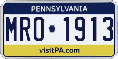 PA license plate MRO1913