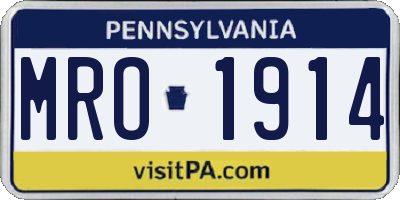 PA license plate MRO1914