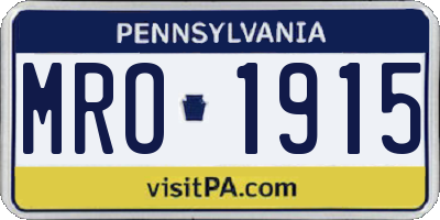 PA license plate MRO1915